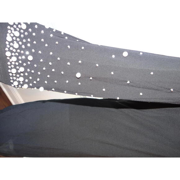 NWT Annalee and Hope Elegant Black Dress with Pearl and Rhinestone Sleeves - Picture 3 of 8